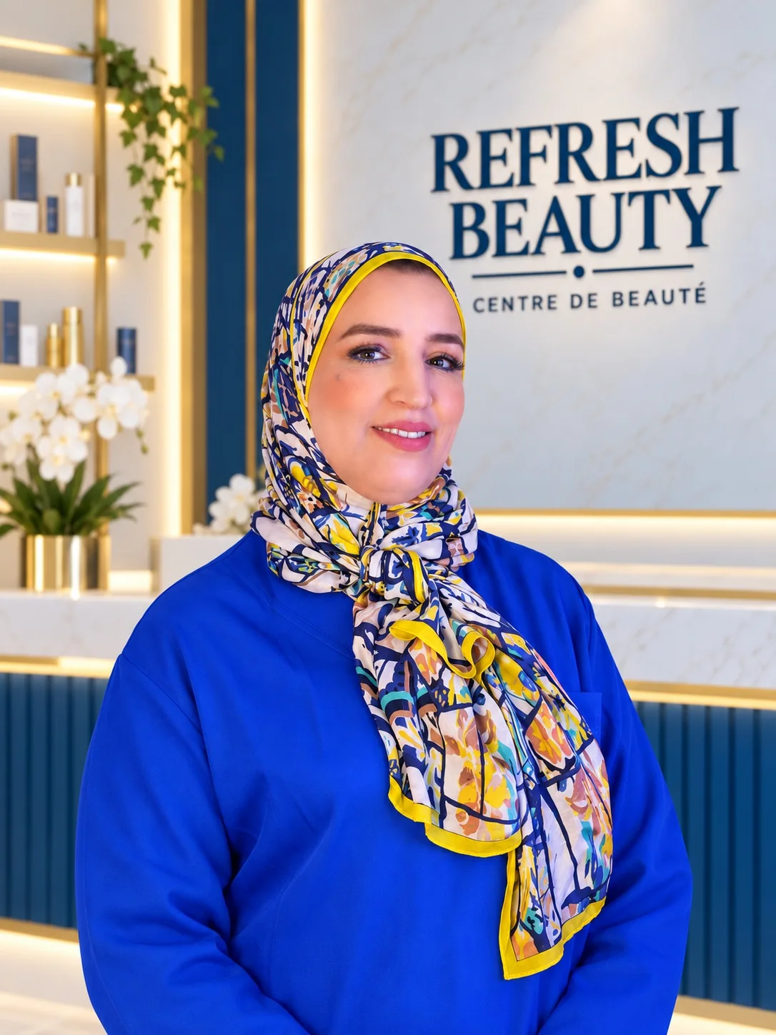 Mme Nadia El Jemli dans l’espace Refresh Beauty à Nador
